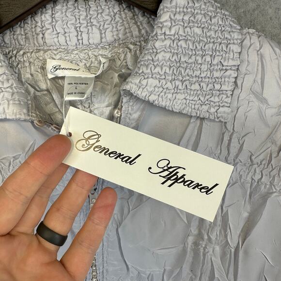 General Apparel Jacket Women Large Silver Gray 100% Polyester Full Zip Collared - Picture 8 of 16